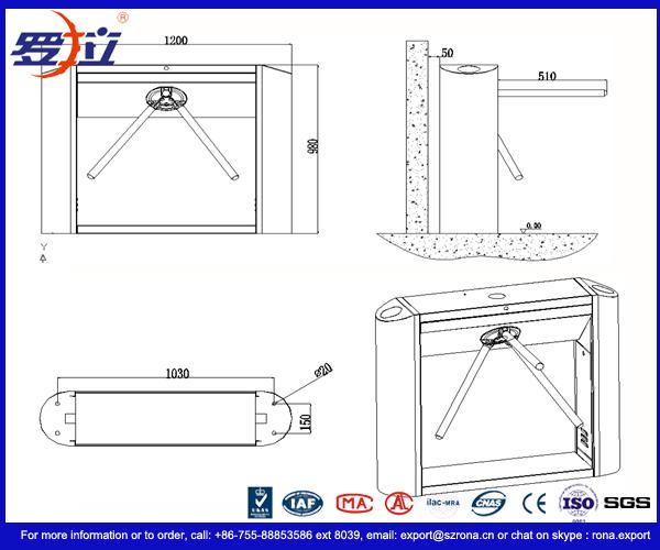 304 Paslanmaz Çelik ID / IC Erişim Kontrolü Tripod Turnike Kapısı